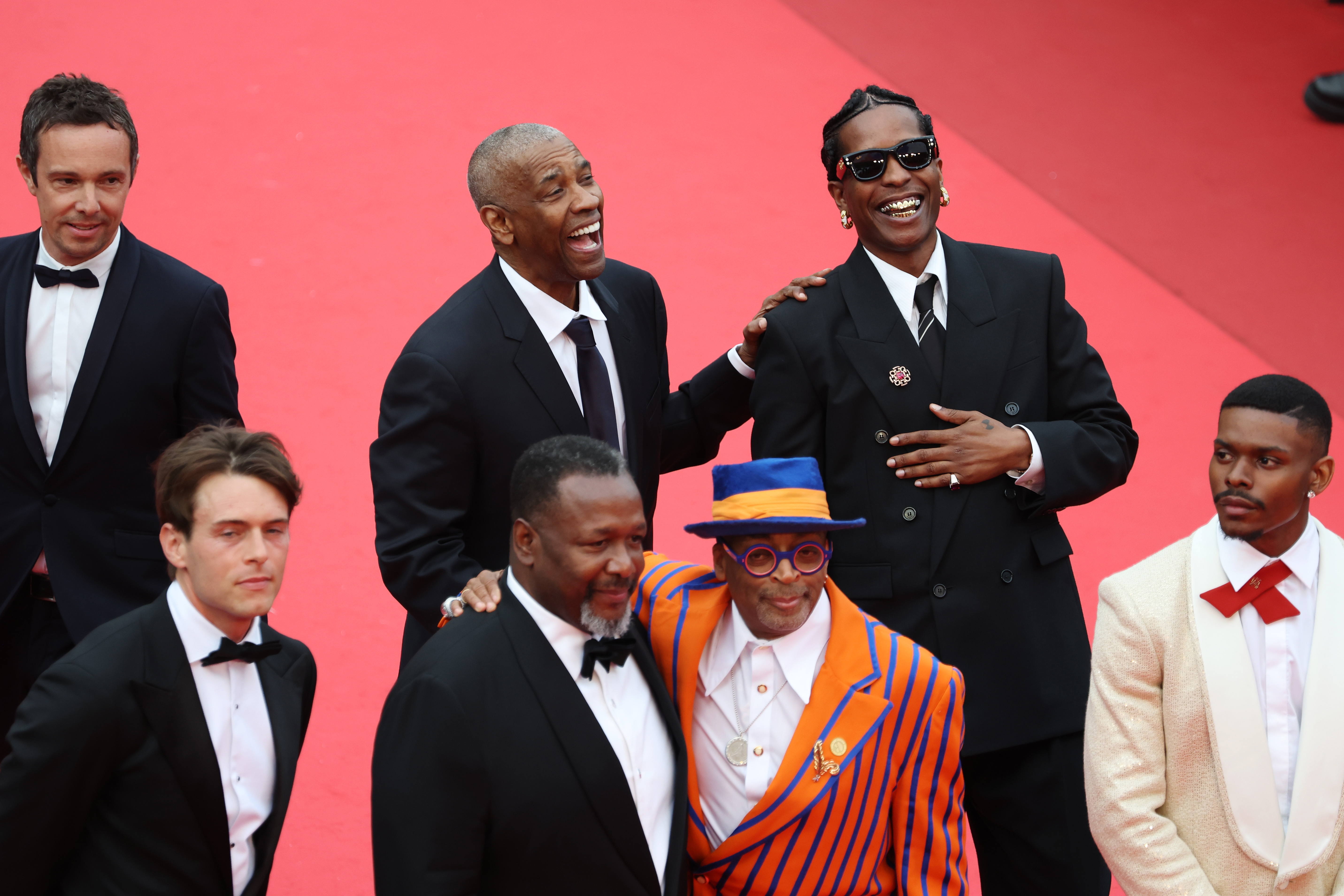 Denzel Washington, Wendell Pierce, Spike Lee, A$AP Rocky and Aubrey Joseph on a red carpet