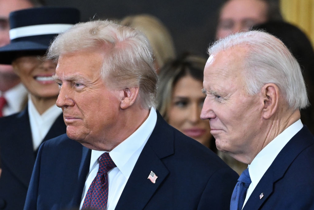 Donald Trump and Joe Biden attend Trump's inauguration