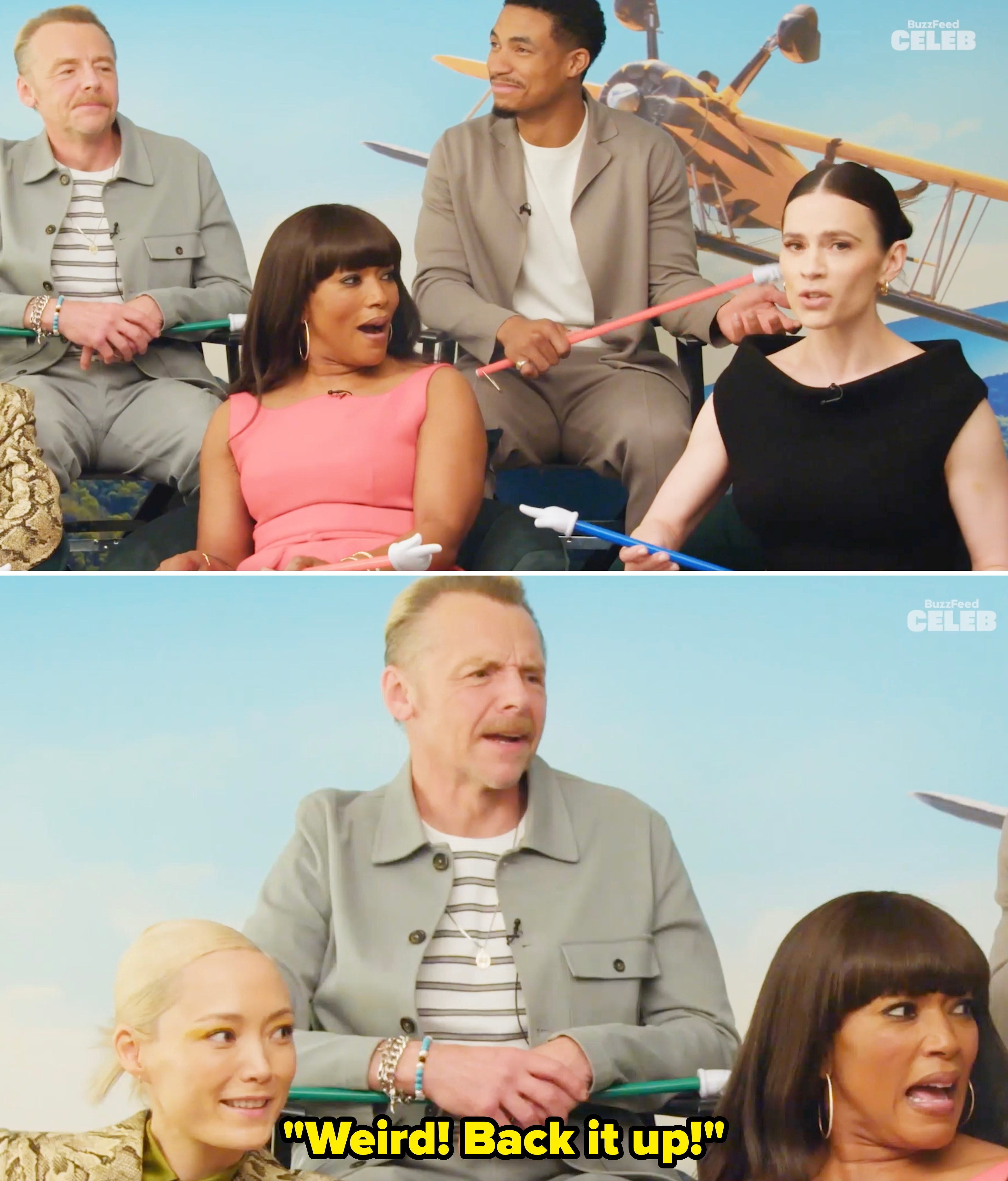 Simon saying, "Weird! Back it up"