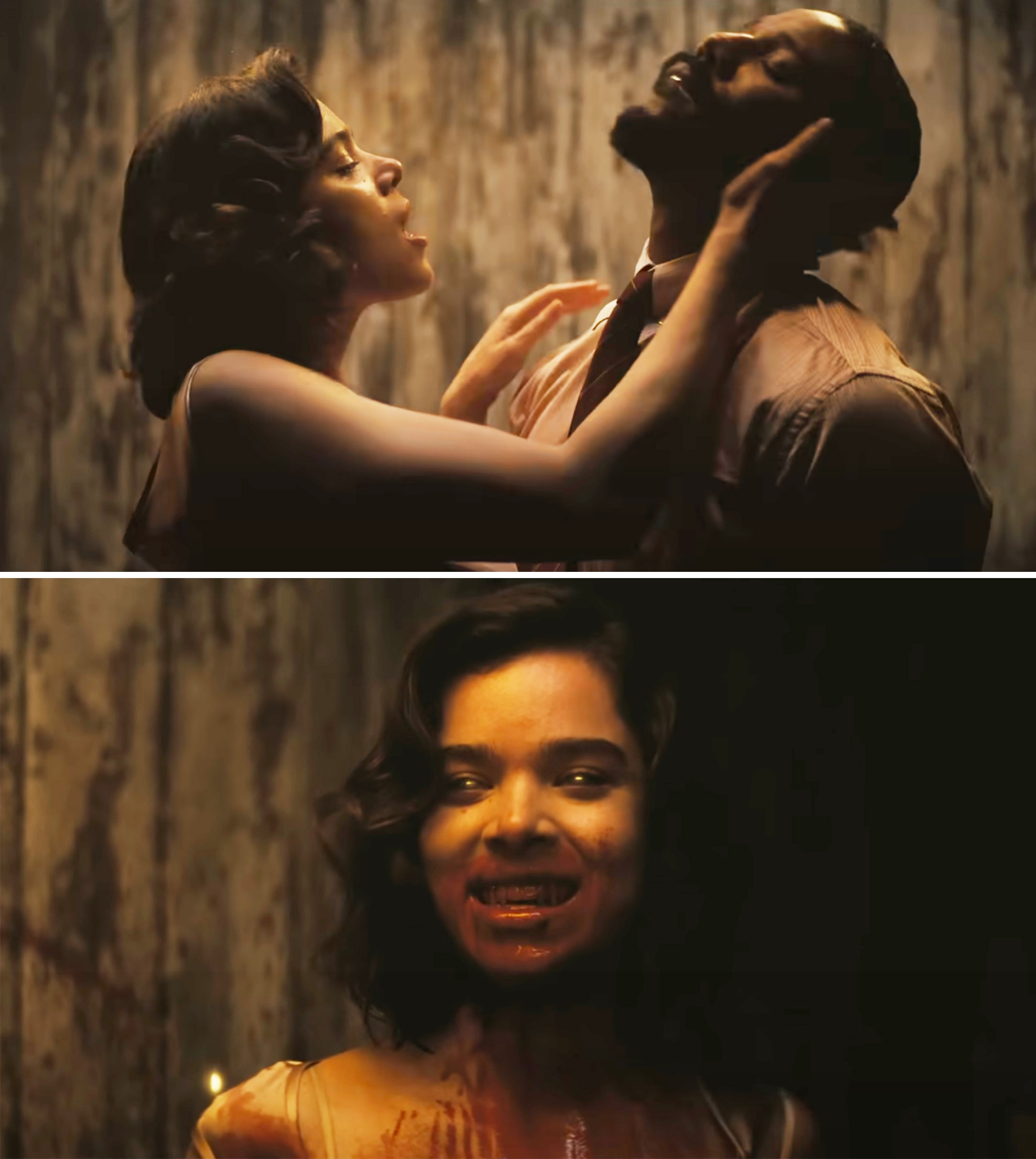 Stack and Mary kissing and Mary covered in blood showing her fangs