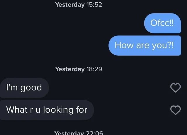 Text conversation about relationship interests, including preferences for a serious relationship and openness to friendship