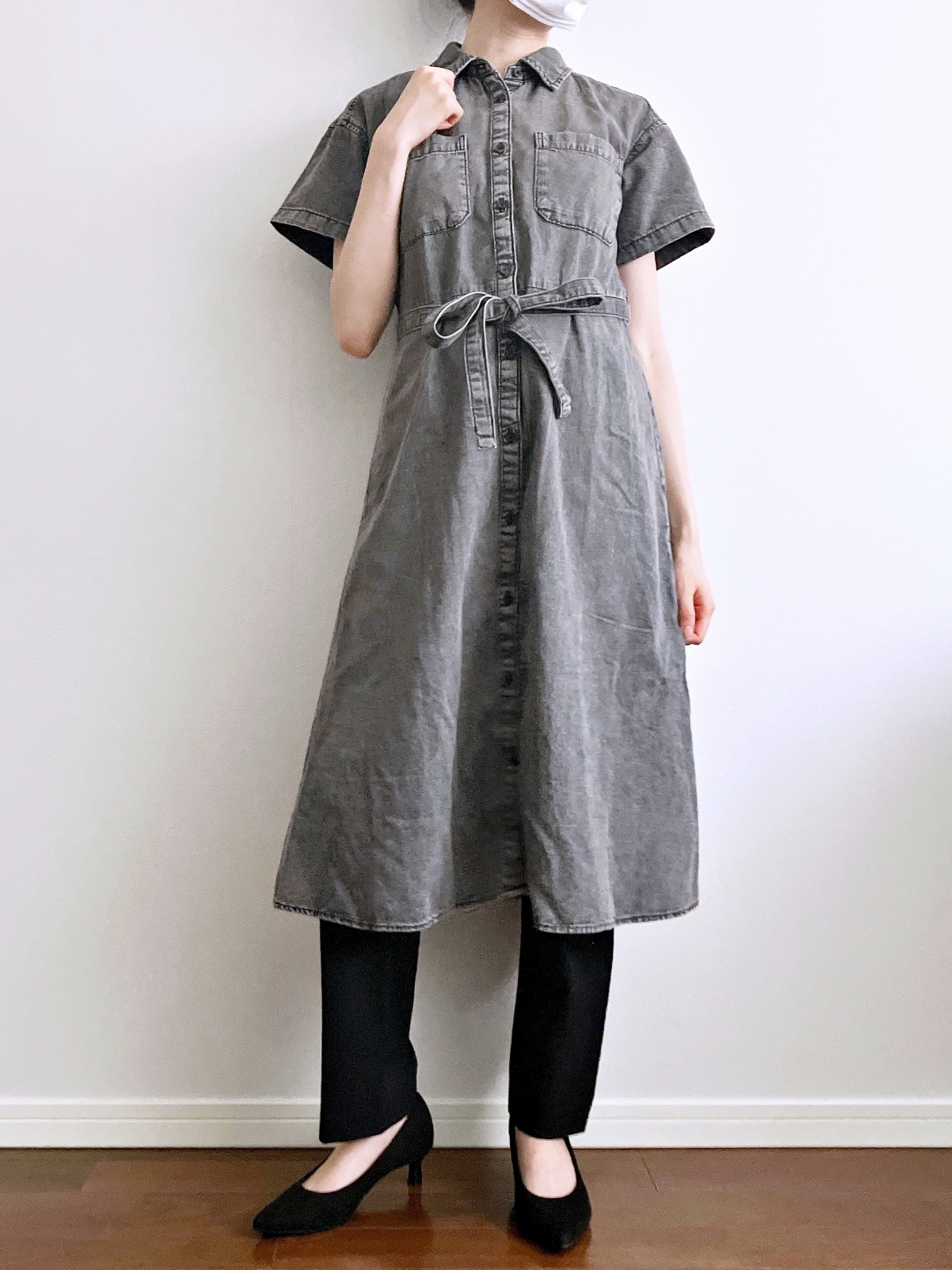 新品♡KP ライトデニムシャツワンピース　160 ニットプランナー GU】「最高。痩せてみえる」「SNSで見つけてすぐ買いました