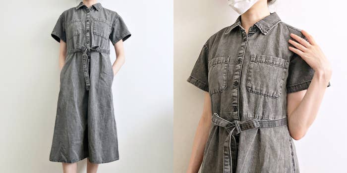 新品♡KP ライトデニムシャツワンピース　160 ニットプランナー GU】「最高。痩せてみえる」「SNSで見つけてすぐ買いました