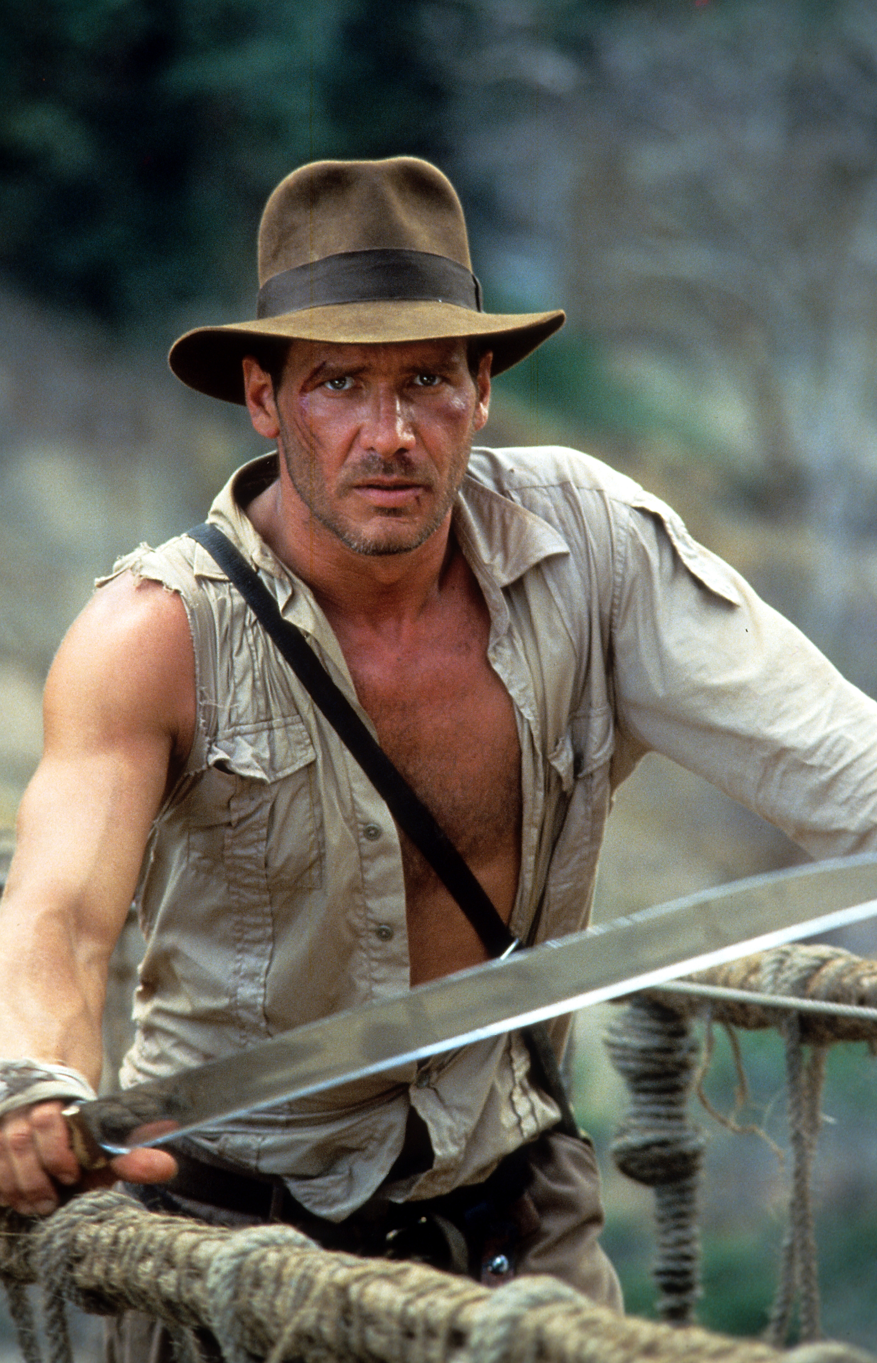 Harrison Ford in a scene from the film Indiana Jones And The Temple Of Doom in 1984.