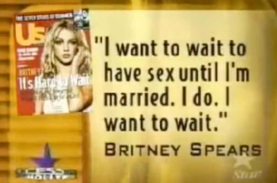 Magazine cover with Britney Spears alongside a quote: "I want to wait to have sex until I'm married. I do. I want to wait."