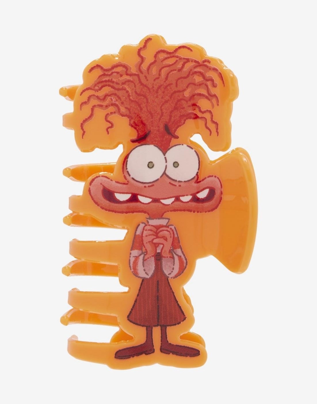 Hair clip featuring a cartoon character with wild hair and a surprised expression