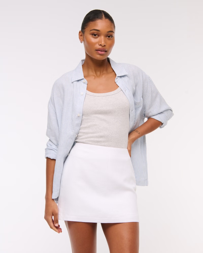 Model wearing the white skort