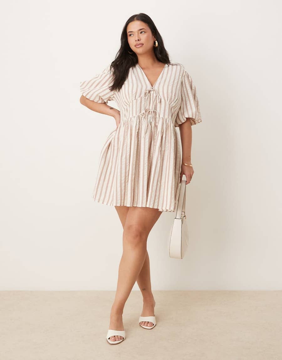 asos edition floral beaded mesh dress with balloon sleeve Amber Lewis x Four Hands Paula 6 Drawer Dresser in Beige Painted Linen main image 0