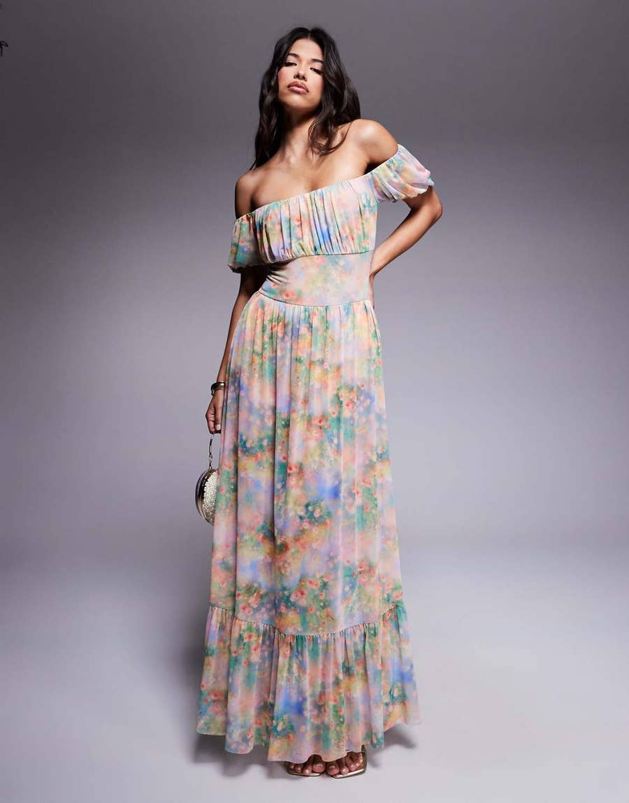 sachin and babi light blue dress ASOS EDITION Open Back Green Blue White Black Floral Fiji