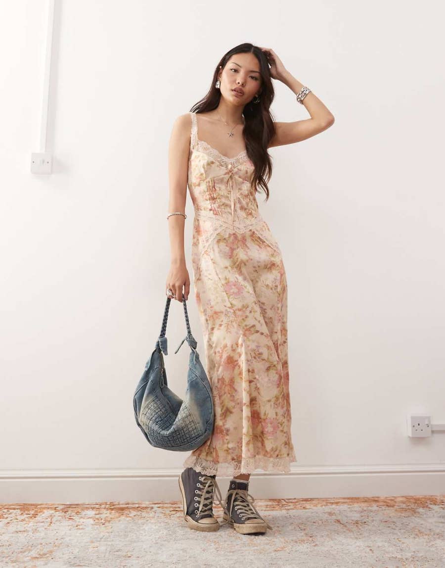 sachin and babi light blue dress ASOS EDITION Open Back Green Blue White Black Floral Fiji main image 1