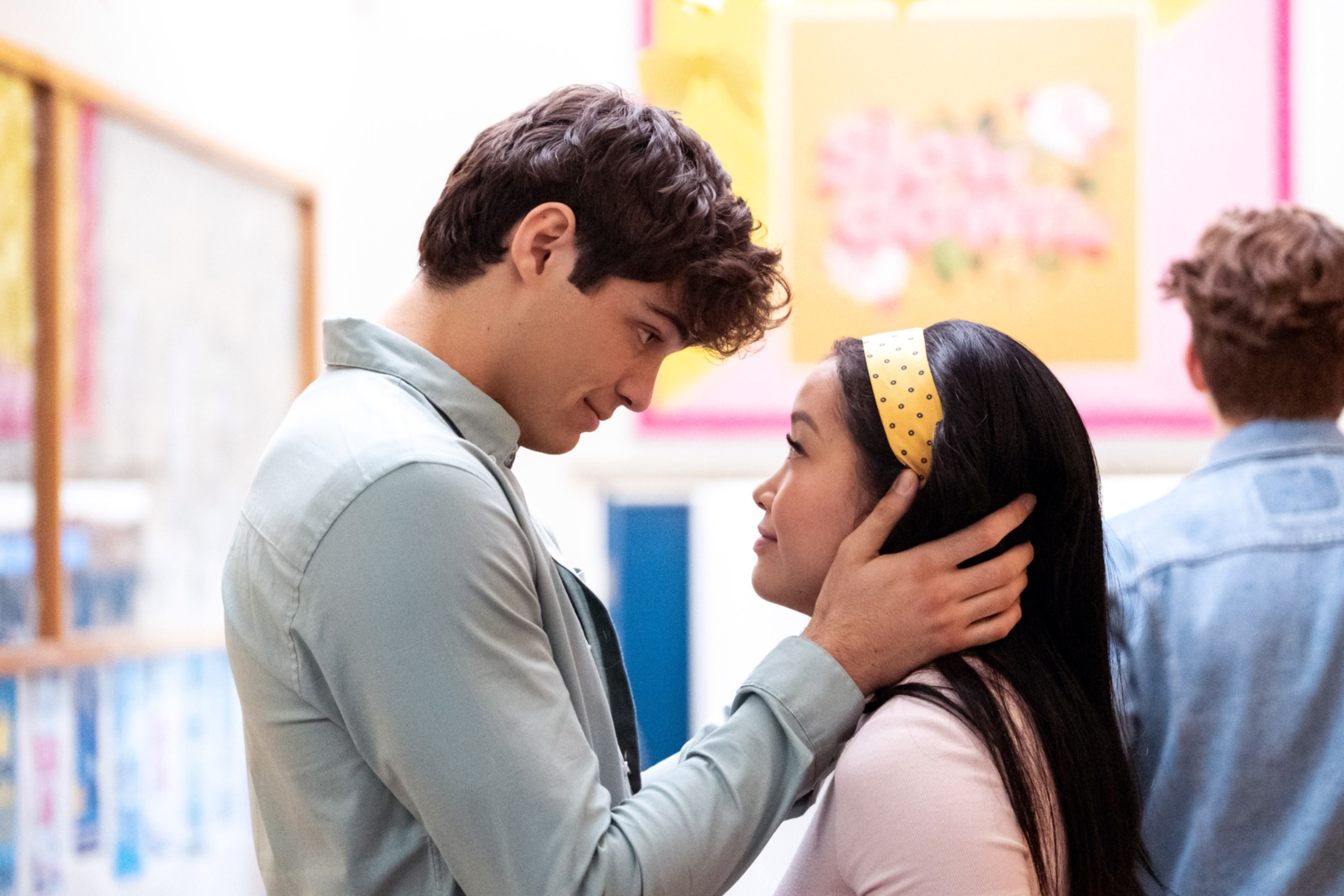 Lana Condor and Noah Centineo in a sweet movie scene
