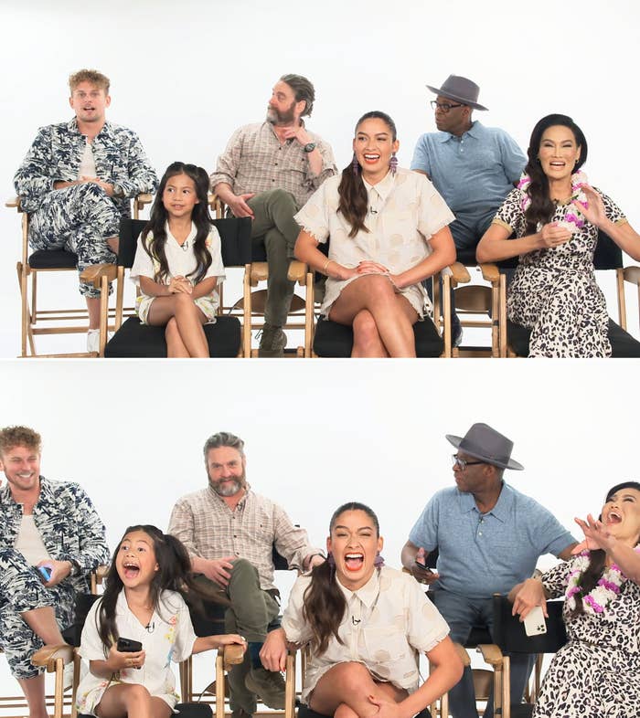 The cast of the live-action Lilo &amp;amp; Stitch laughing together