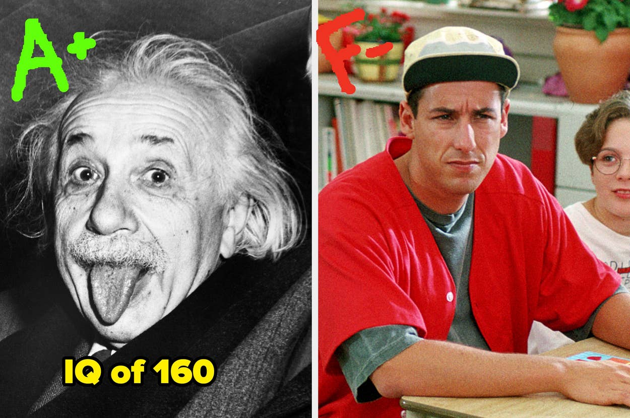 Two images side by side: left shows an older man sticking out his tongue, right depicts a younger man making a comical face