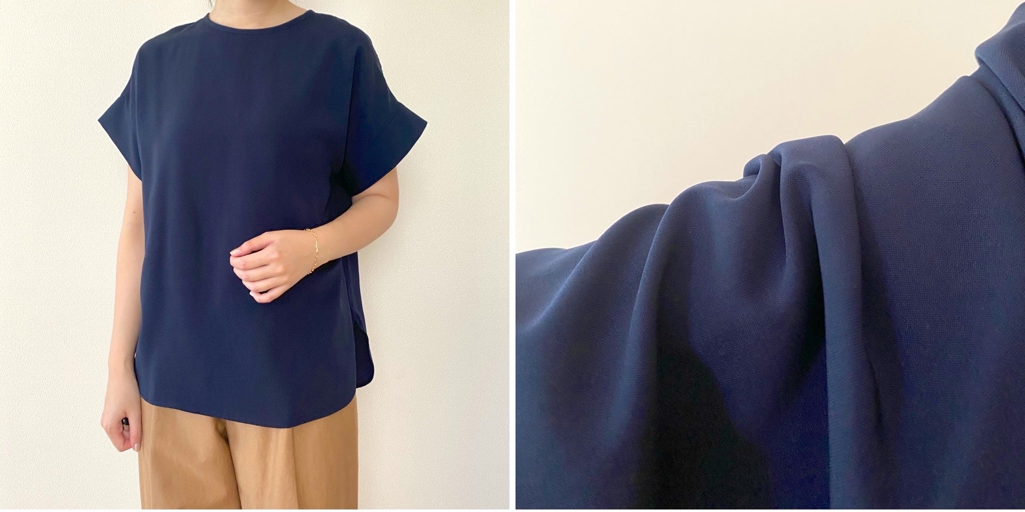 gu  ブラウス　半袖　ネイビー 夏トップスに迷ったら、GUのコレ買っとけばOK！990円でコスパ最強だし