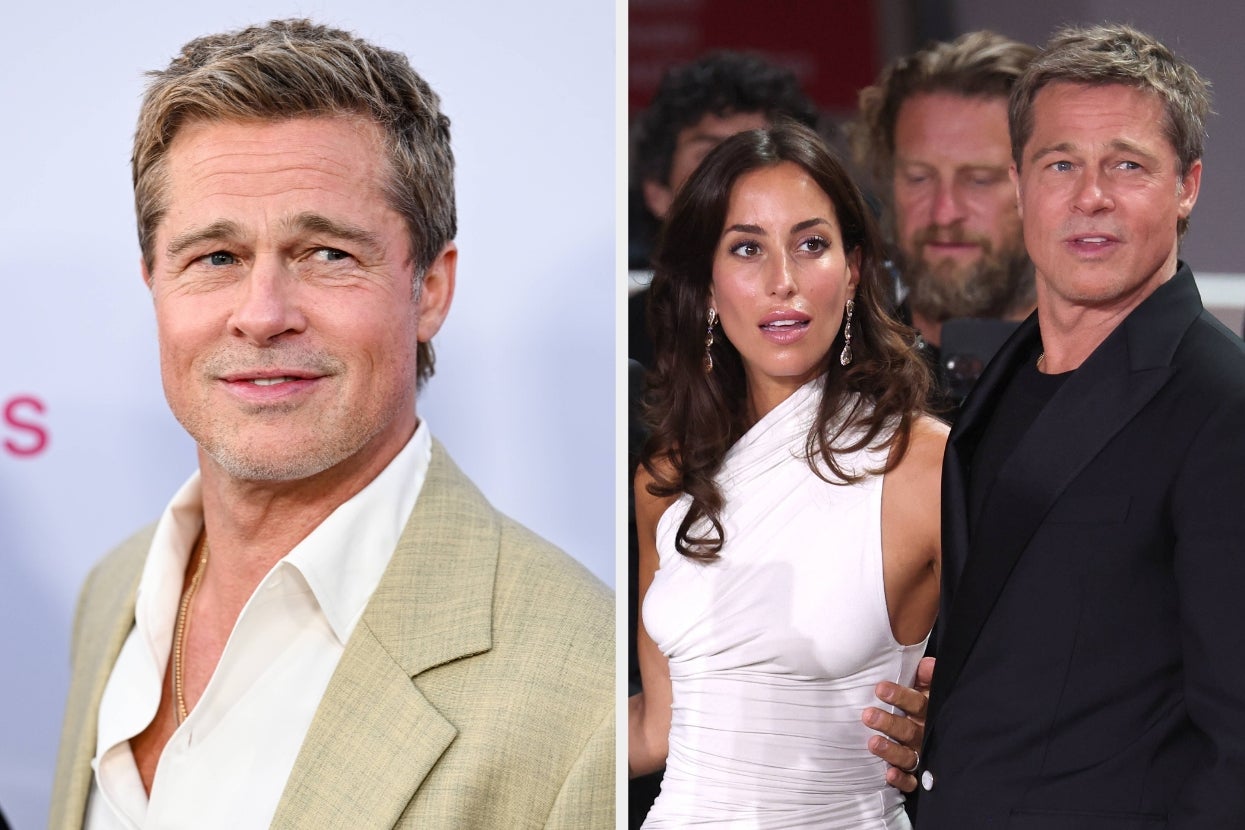 A man in a casual suit on a red carpet and then in a black outfit at an event with a woman in a white dress. They are surrounded by people