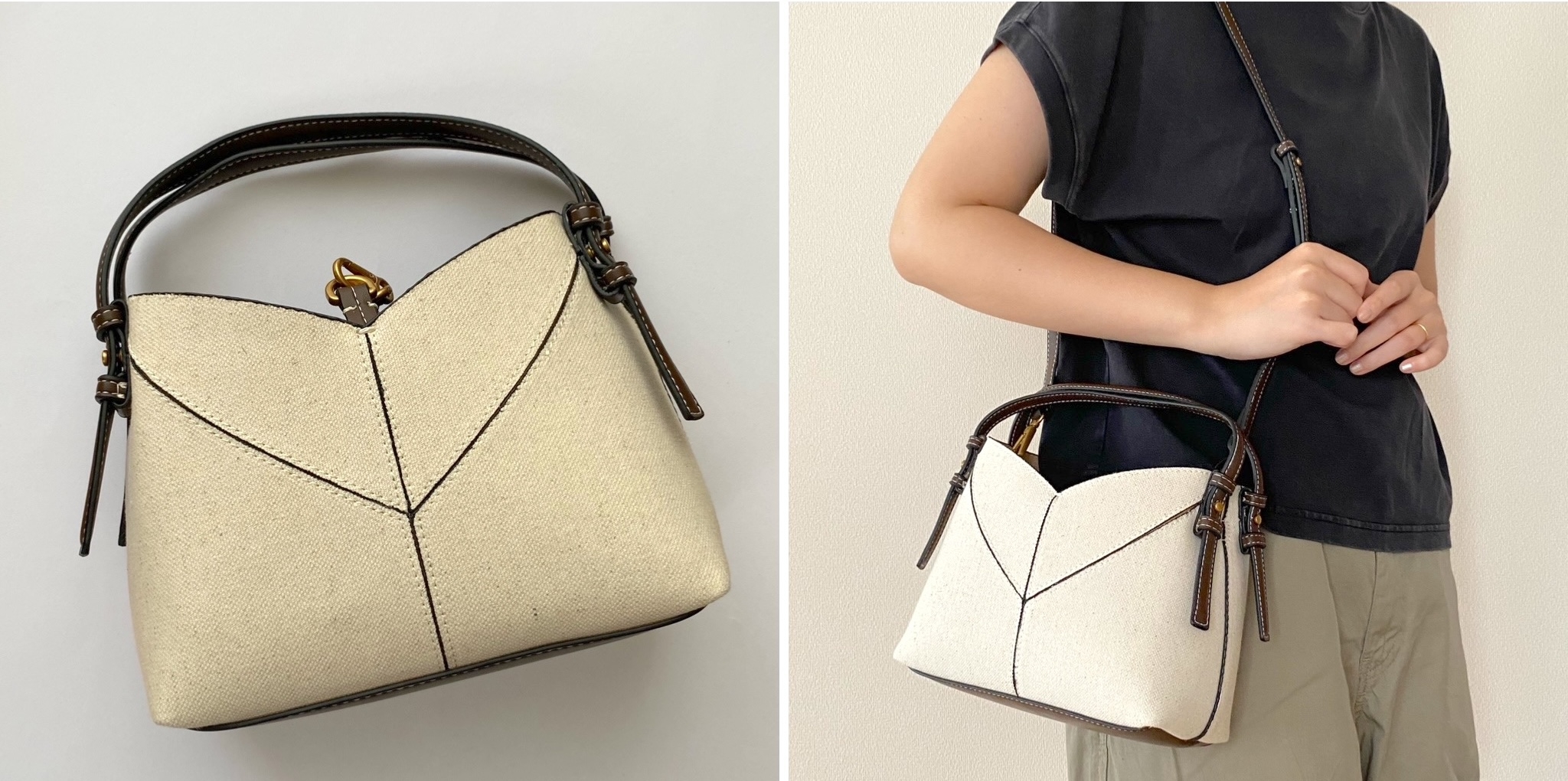 【ZARA】コントラストキャンバスミニショッパー ZARA の「新作バッグ」が買って大正解!コロンとした形が可愛い
