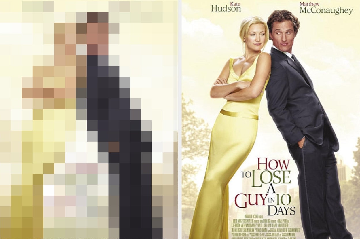 Kate Hudson in a satin gown and Matthew McConaughey in a suit leaning back-to-back, "How to Lose a Guy in 10 Days" movie poster