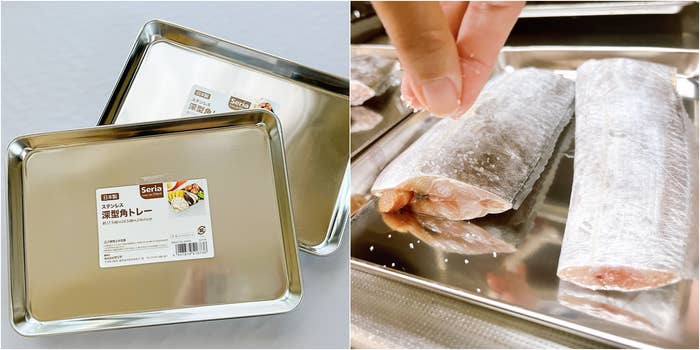 Seria(セリア)のオススメのキッチングッズ「ステンレス深型角トレー」