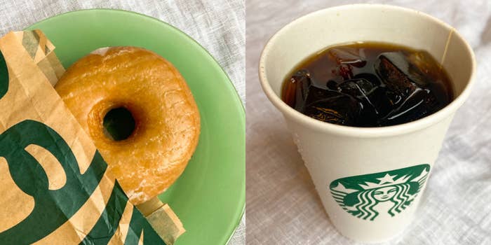 Starbucks Coffee(スターバックスコーヒー)のシュガードーナツとコールドブリュー