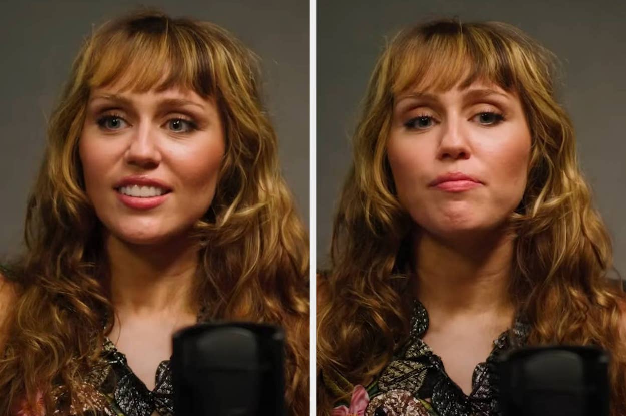 Person speaking into a microphone with text: "I've never felt like that was really for me..."