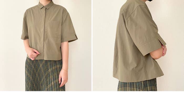 ユニクロの「ナイロンボクシーショートシャツ/5分袖」