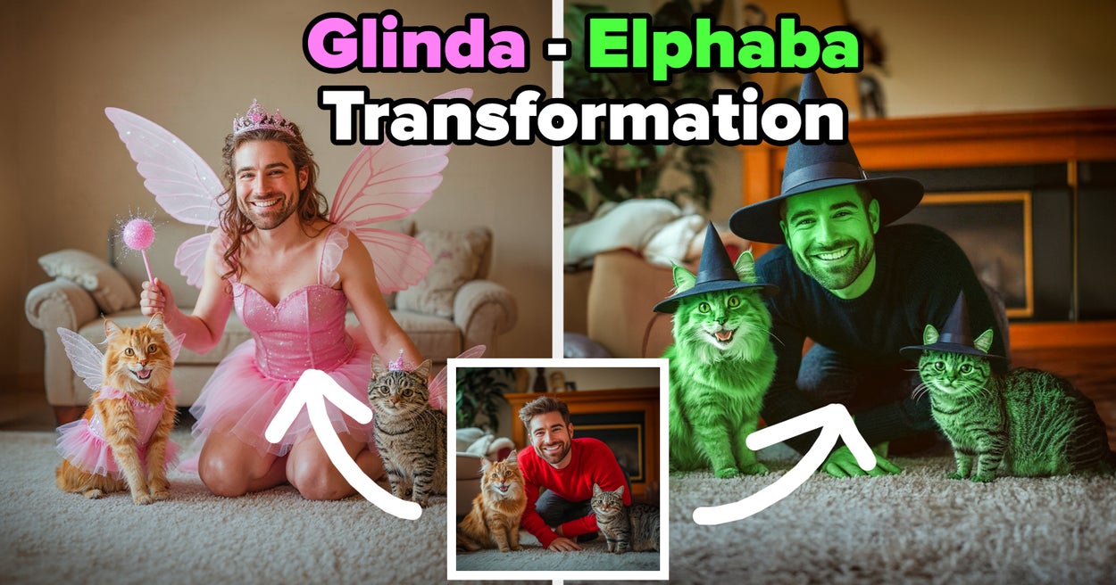 This Glinda And Elphaba Makeover Generator Has “Wicked” Fans And Their Pets Losing Their Minds