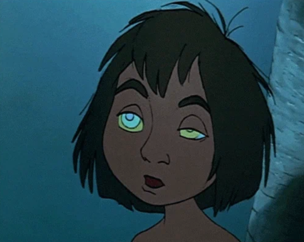 Animated character with shaggy hair and a dazed expression, looking slightly upward