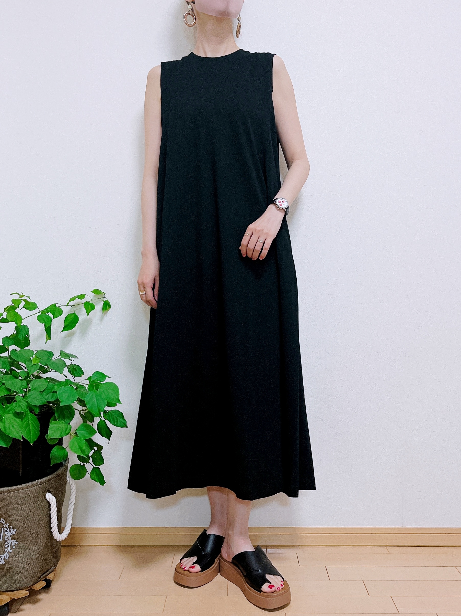翌日発送無印良品涼感UVカットノースリーブワンピースブラック 婦人 涼感UVカットノースリーブワンピース | 無印良品