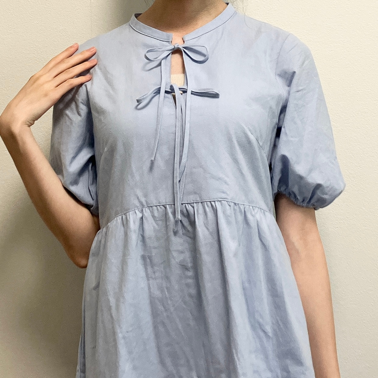 GU(ジーユー)の「コットンティアードミニワンピース(5分袖)」