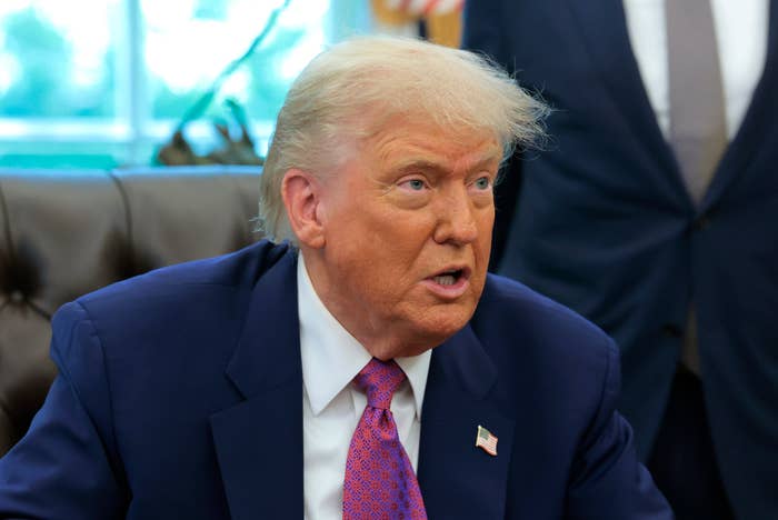 Donald Trump delivers remarks on natural disaster preparedness in the Oval Office at the White House