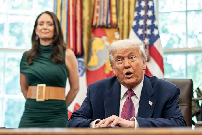 Donald Trump during a wildfire briefing in the Oval Office of the White House