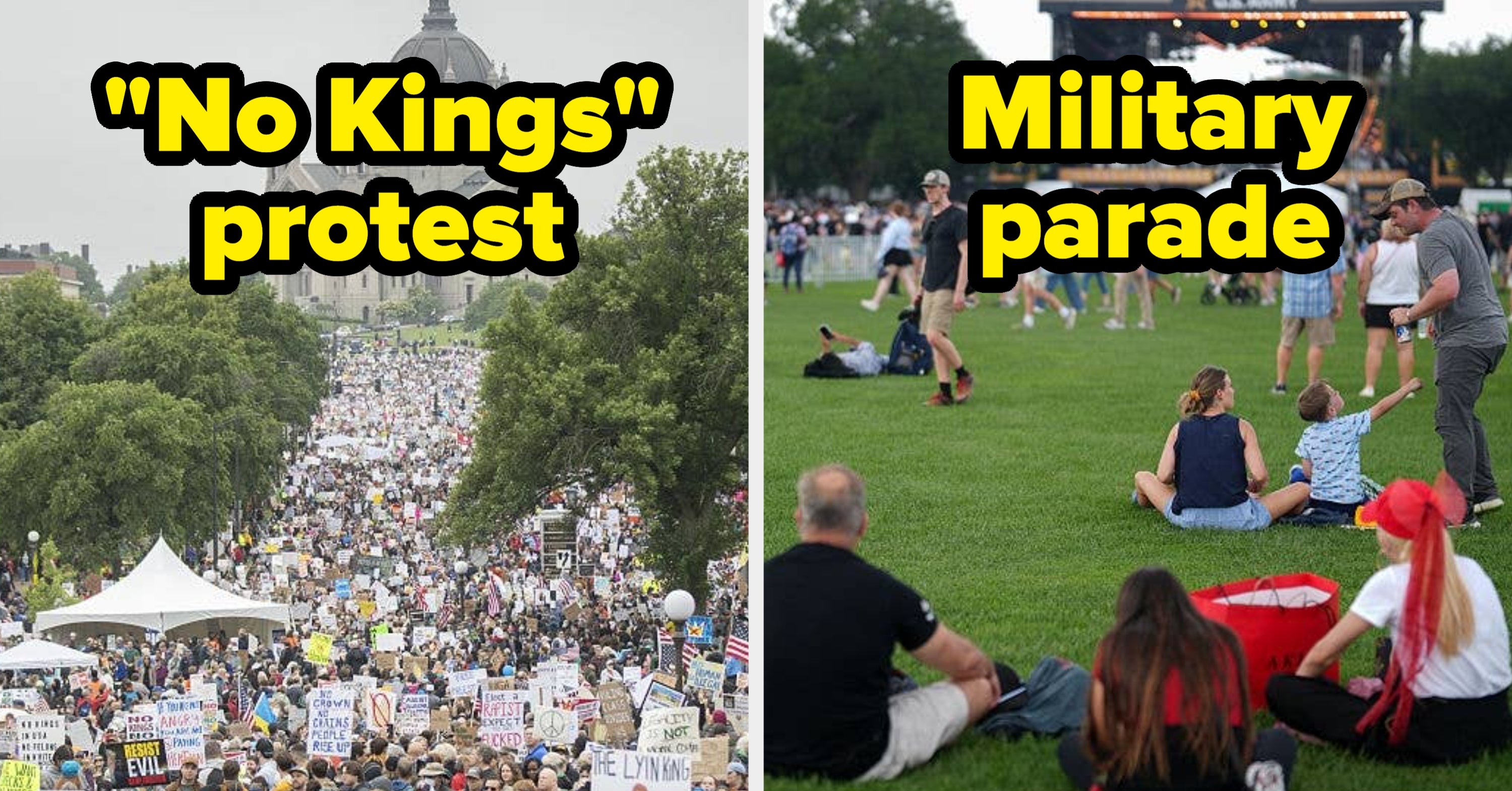 These Military Parade Crowd Pictures Vs. "No Kings" Crowd Pictures Are Going Viral