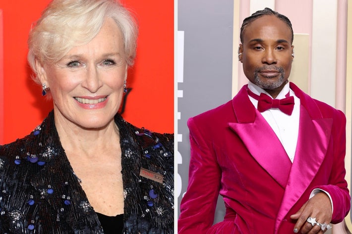 Glenn Close and Billy Porter in side-by-side photos with both on the red carpet