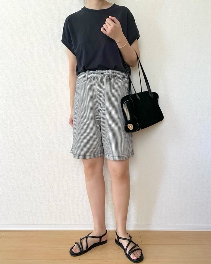 GUの「ペインターハーフパンツ」