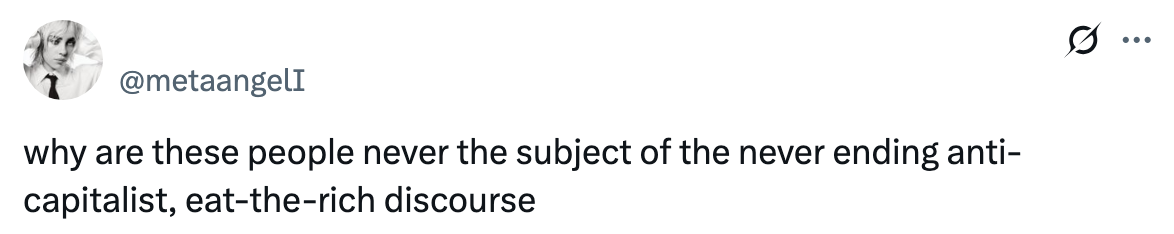 Tweet questioning why certain people aren't discussed in anti-capitalist discourse