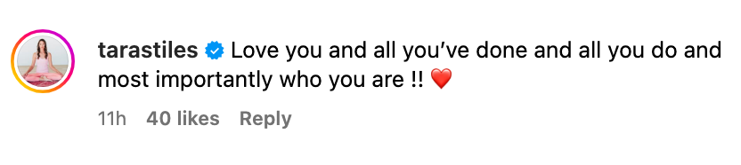  "Love you and all you've done and all you do and most importantly who you are!! ❤️"