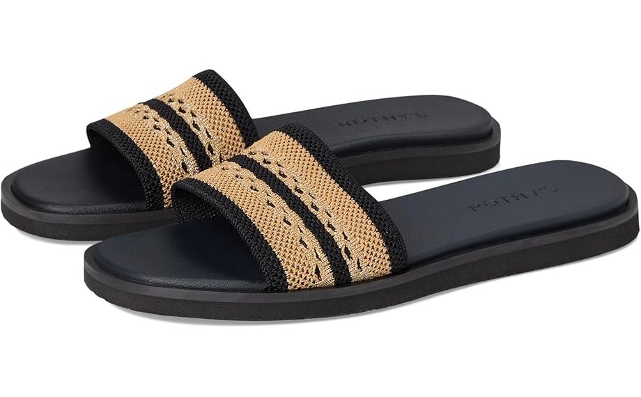 The gilded crochet sandals