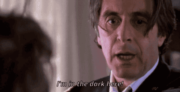 A person passionately saying, &quot;I&#x27;m in the dark here!&quot; in a dramatic scene from a movie