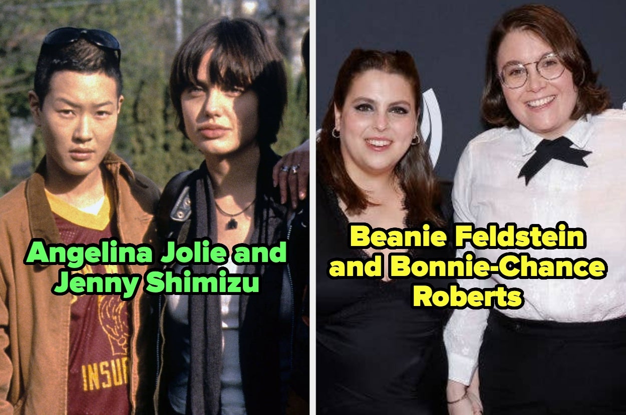 Angelina Jolie and Jenny Shimizu, and Beanie Feldstein with Bonnie-Chance Roberts
