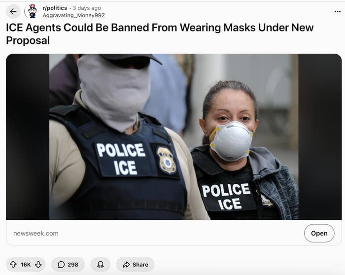 California Bill Would Ban ICE From Wearing Face Masks