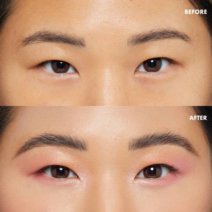 Close-up of eyes, earlier  and aft  constitution  application. The aft  conception  shows applied eyeshadow and eyeliner, enhancing the eyes&#x27; appearance