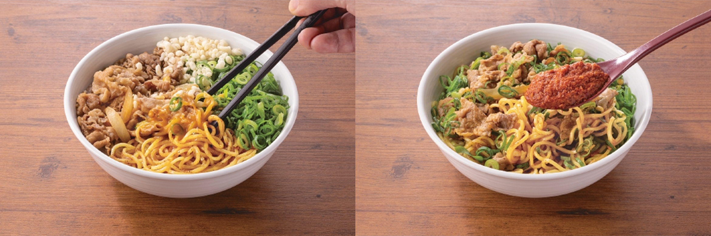 吉野家】初の麺類「牛玉スタミナまぜそば」が7月4日にデビュー。藤田