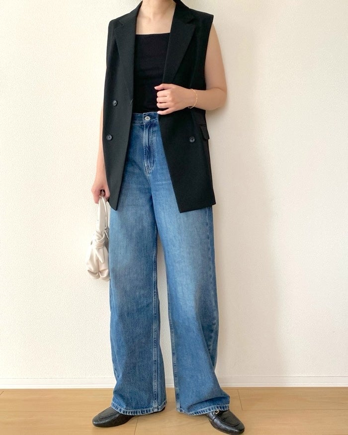 ネイビー ダブルブレスト ベスト GUの「夏ベスト」サッと羽織るだけでオシャレ見え！上品デザインで