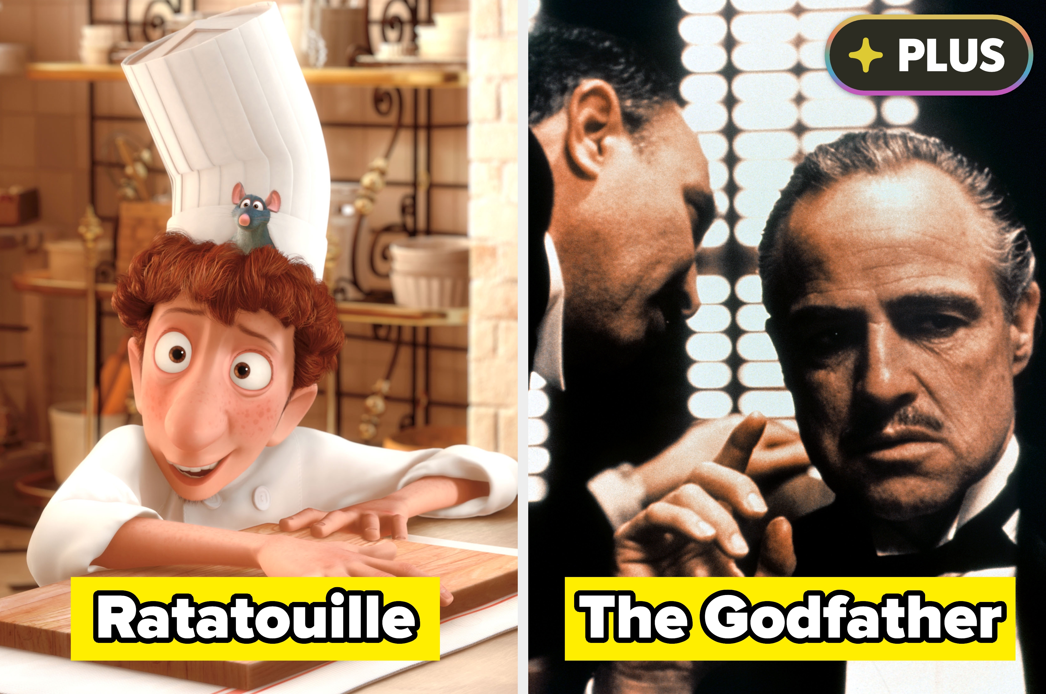 A scene from Ratatouille and a scene from The Godfather