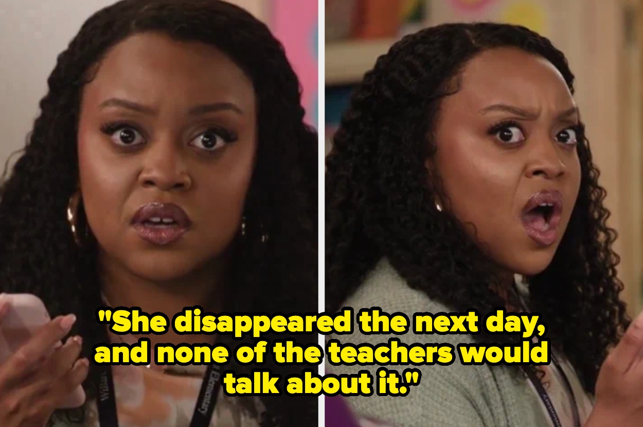 Person looking surprised and concerned, with caption: "She disappeared the next day, and none of the teachers would talk about it." Image is for article on Work & Money