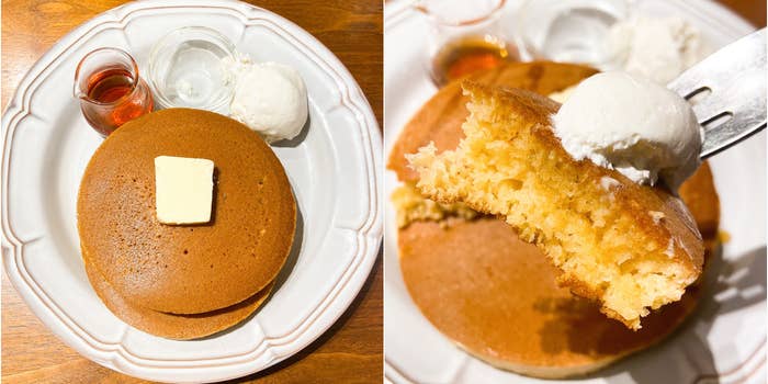珈琲館のオススメのメニュー「トラディショナル・ホットケーキ ホイップクリーム付き」