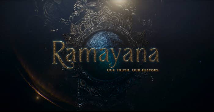 The image shows the title "Ramayana" with the tagline "Our Truth. Our History." against a textured and ornate background