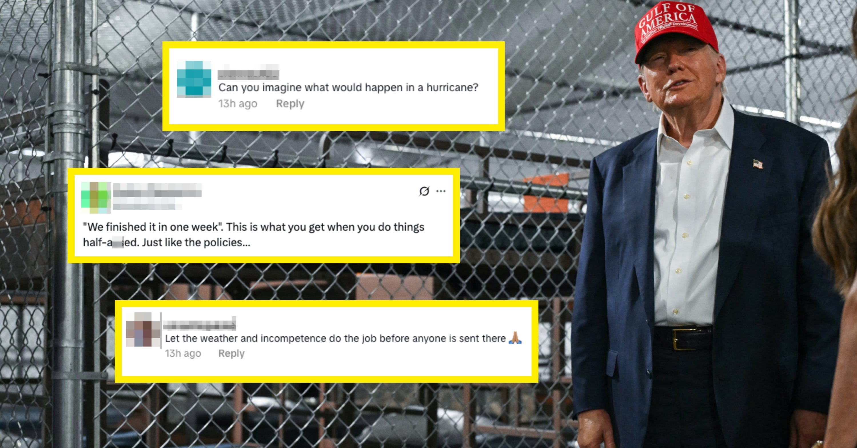 A Video Of Trump's "Alligator Alcatraz" Is Going Viral After People Realized It's Probably Not Going To Withstand Florida's Weather