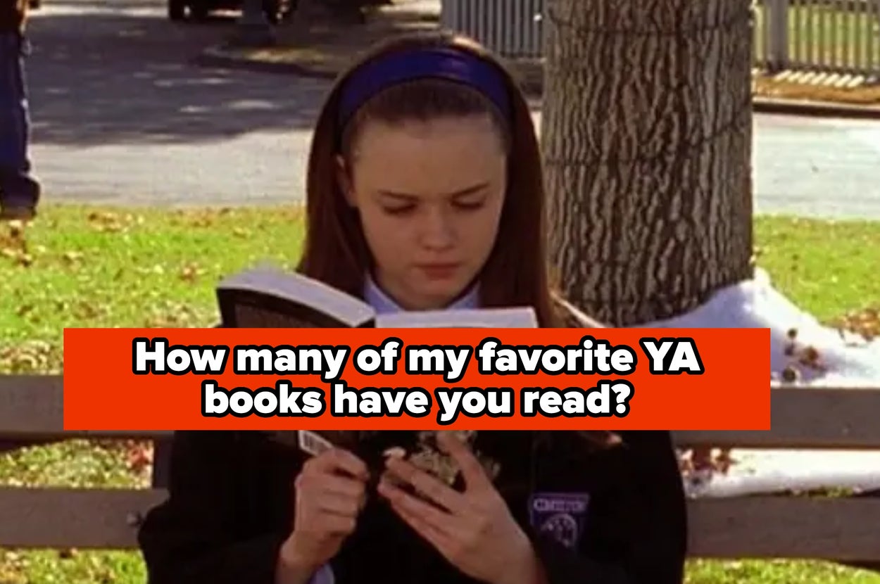 Young woman reading on a bench. Text overlay asks, "How many of my favorite YA books have you read?"