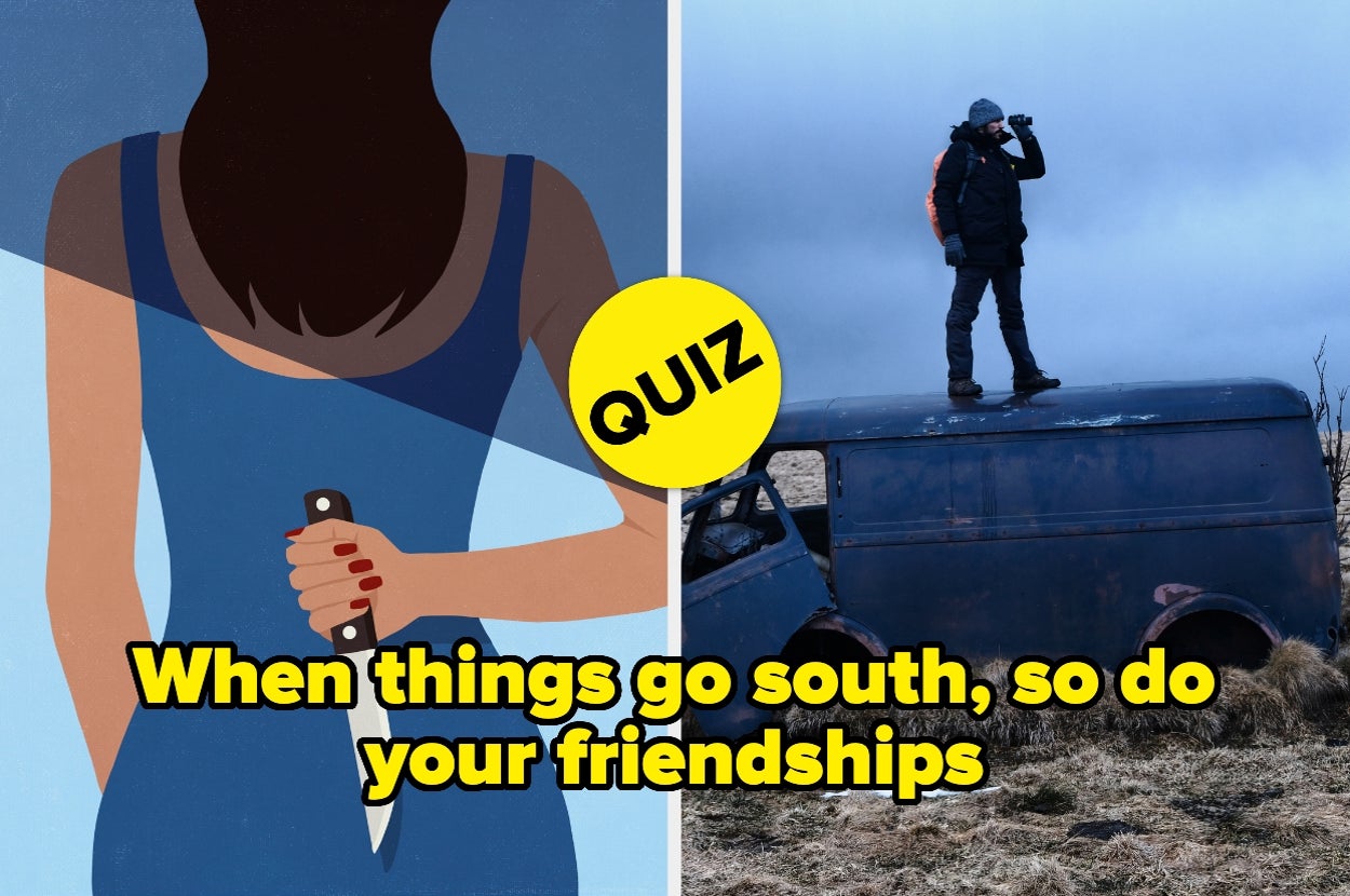 Illustration of a woman hiding a knife behind her back. Text reads, "When things go south, so do your friendships."
